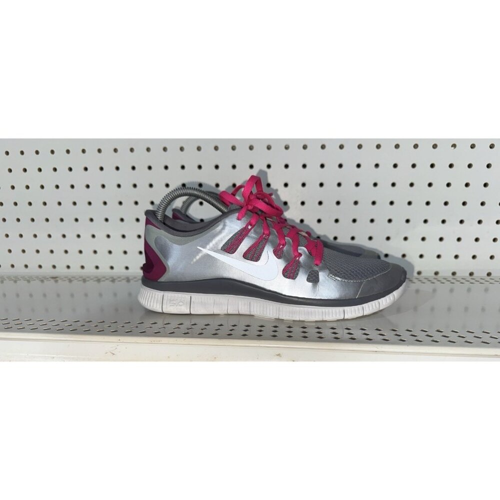 Nike Free 5.0+ Womens Athletic Running Shoes Size 10 Silver Gray Pink 580591-062